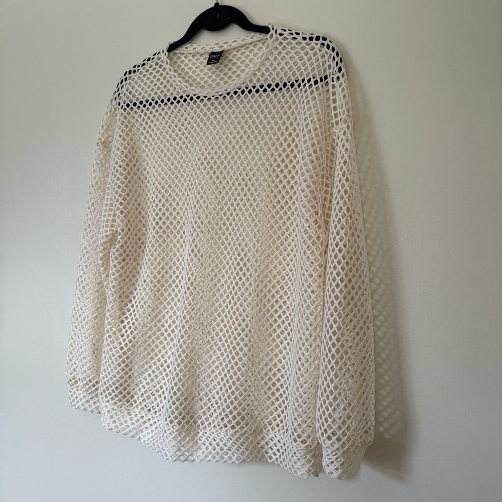 Dazy | Cream Mesh Long Sleeve Top | Size Large - Picture 2 of 10